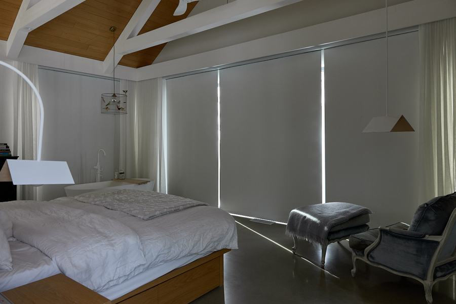 Lutron Wired Shades Closed with a view