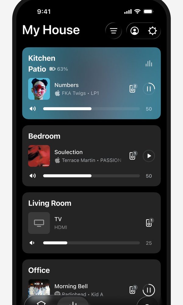 Room list in the Sonos app