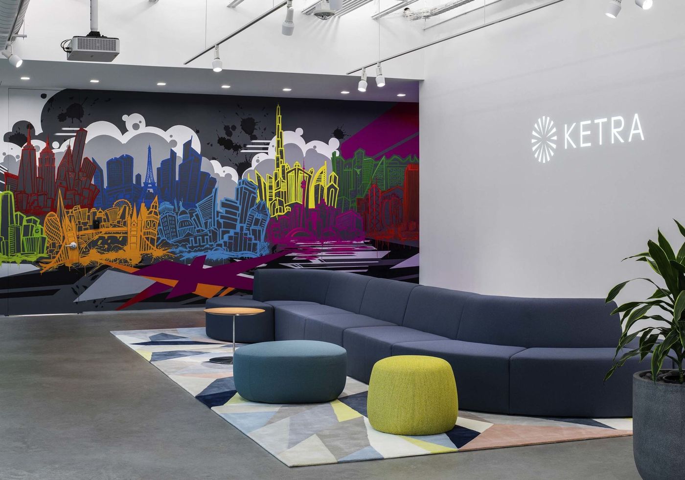 Living space lit by Ketra in different scenes